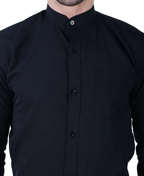 Shirt Black Chinese Collar