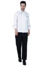 Chef Coat Premium Black Consealed Button