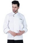 Chef Coat Premium Black Consealed Button