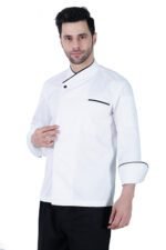 Chef Coat Premium Black Consealed Button