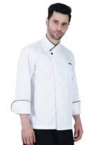 Chef Coat Premium Black Consealed Button