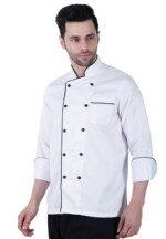 Chef Coat Deluxe White Black Trim