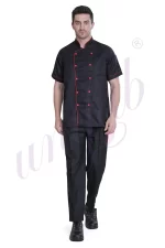Chef Coat Black Deluxe Short Sleeve