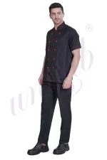 Chef Coat Black Deluxe Short Sleeve