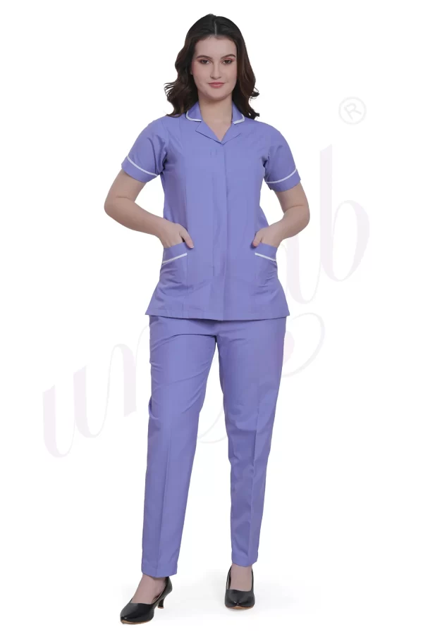 Nursing Uniform Set Purple with White Trim