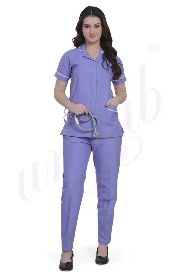 Nursing Uniform Set Purple with White Trim