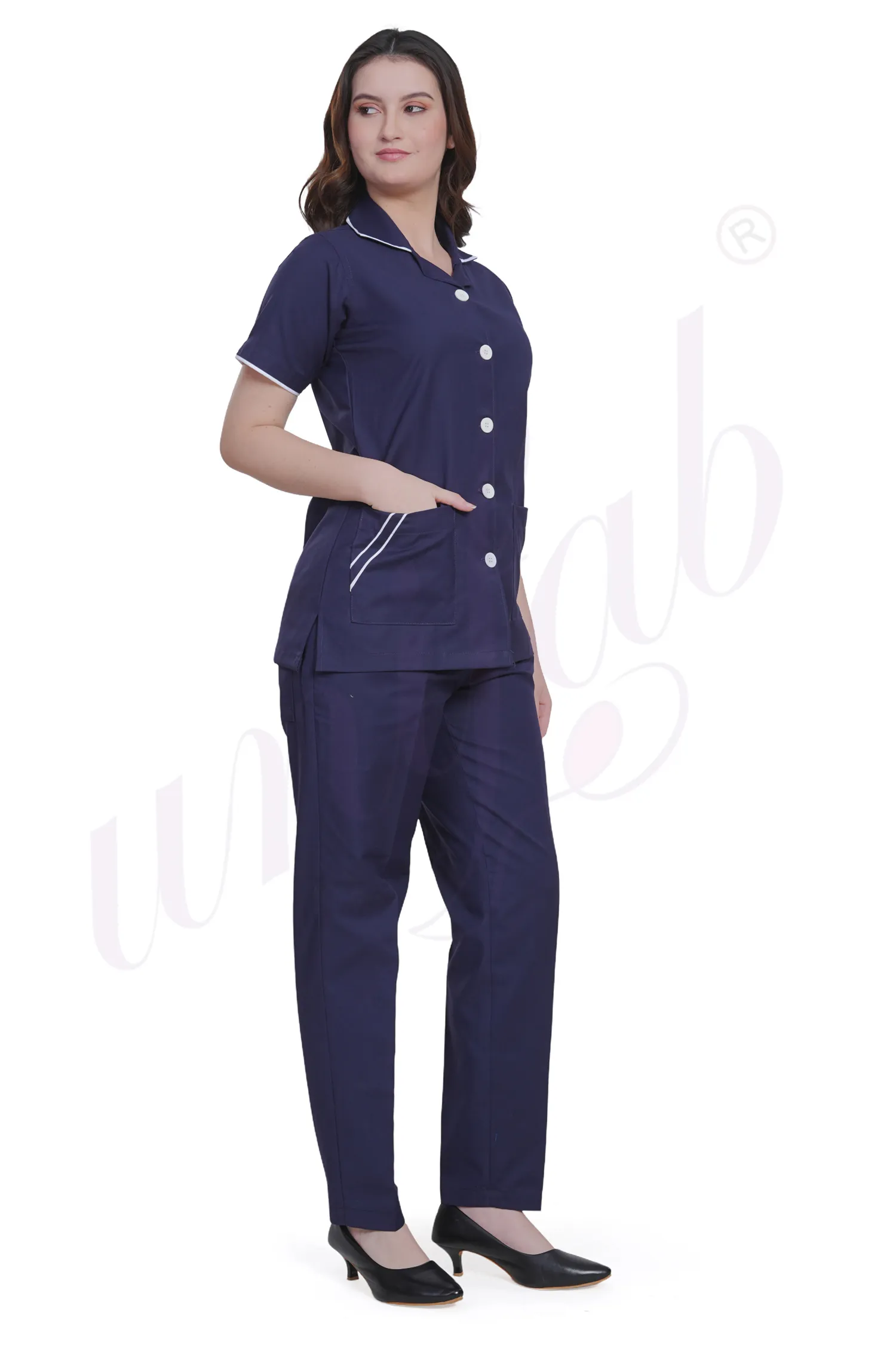 Housekeeping Female Navy with White Trim
