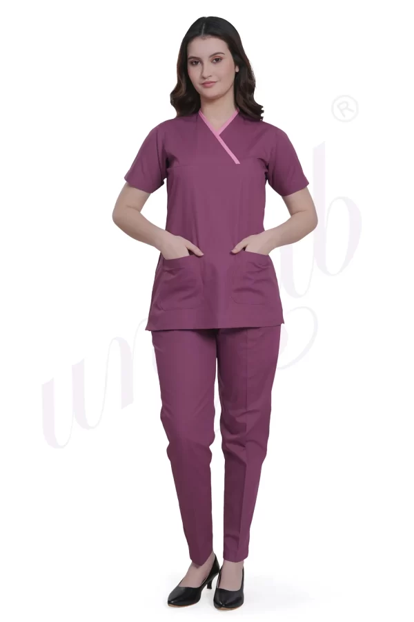 Medical Scrub Female Magenta with Pink Trim