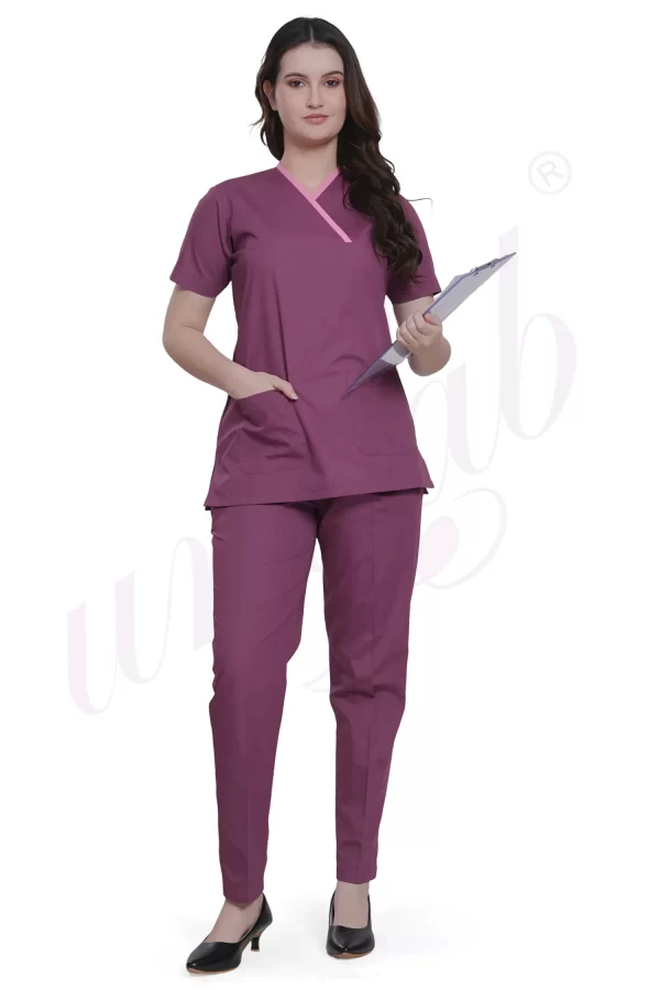 Medical Scrub Female Magenta with Pink Trim