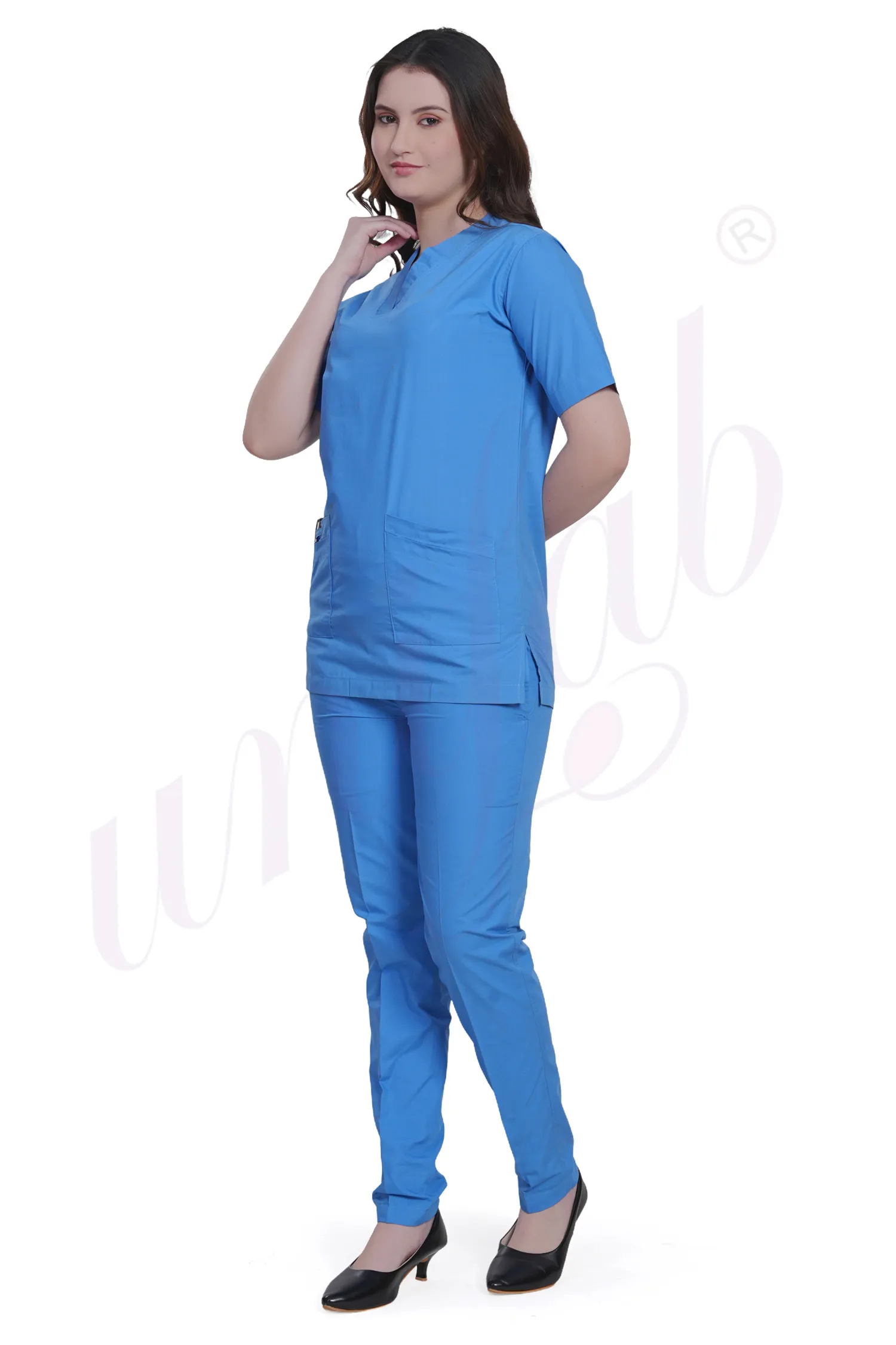 Medical Scrub Female Plain Ceil Blue