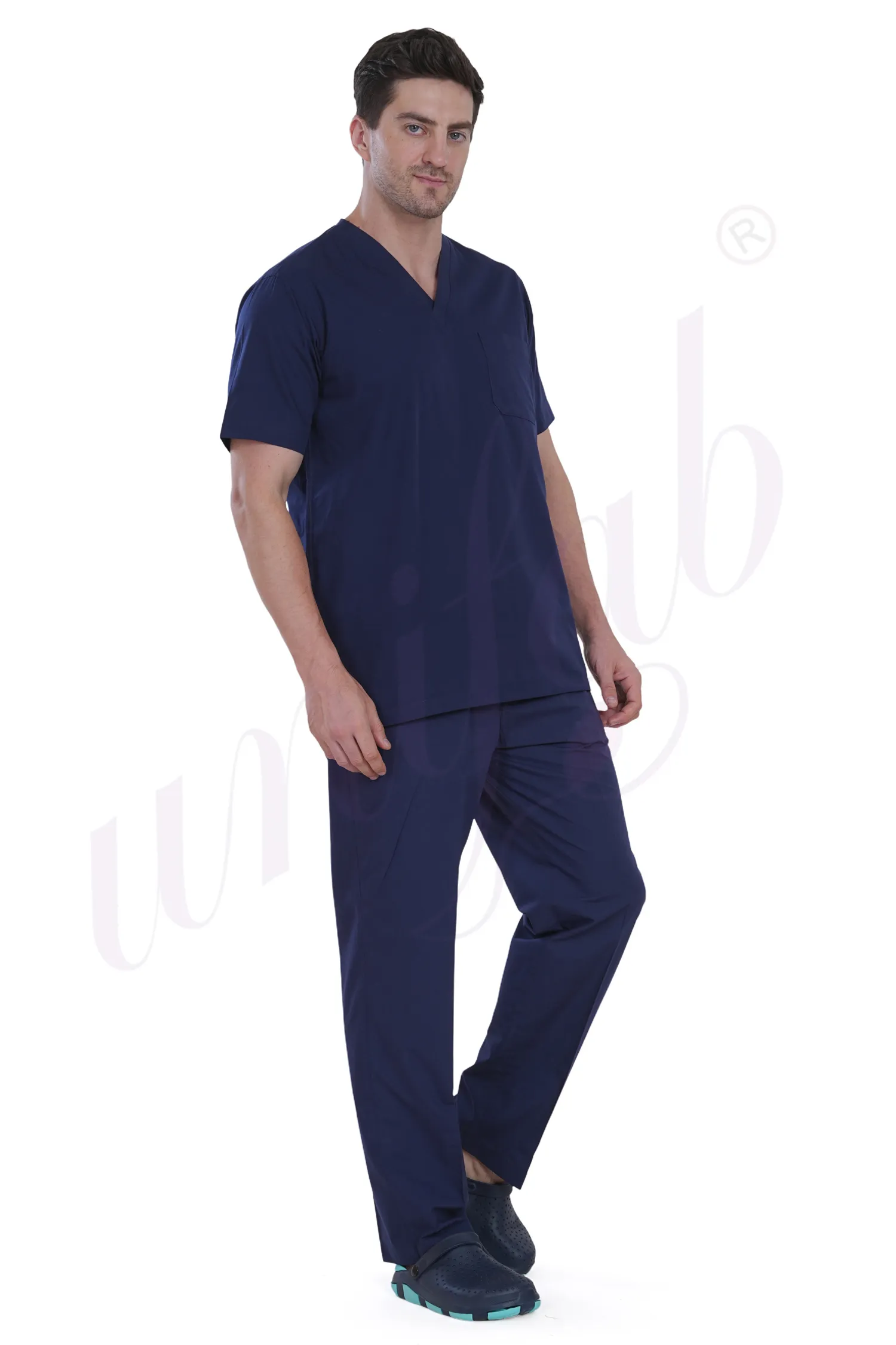 Medical Scrub Male Plain Navy Blue