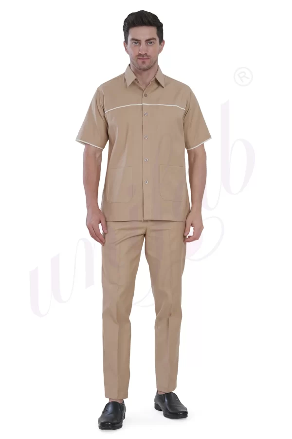 Nursing Male Uniform Beige and Off White Combination