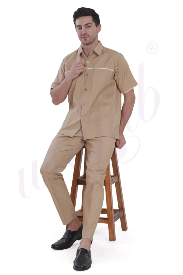 Nursing Male Uniform Beige and Off White Combination