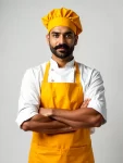 Bib Apron and Mushroom Cap Set - Yellow