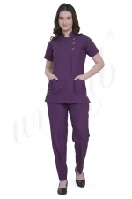 Spa Tunic Uniform Set Purple with Snap Closure