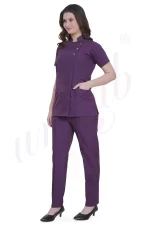 Spa Tunic Uniform Set Purple with Snap Closure