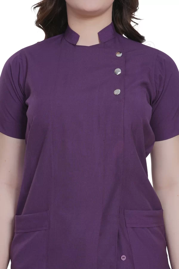 Spa Tunic Uniform Set Purple with Snap Closure