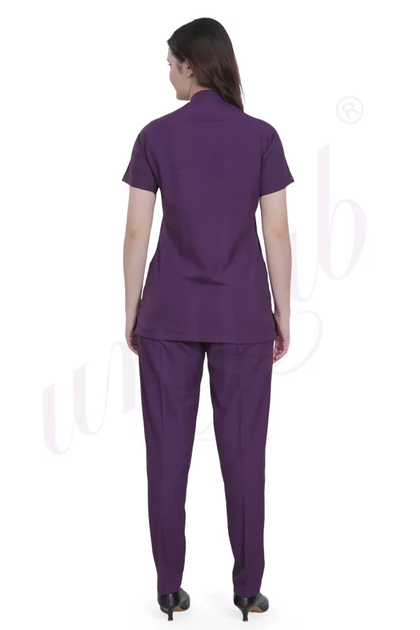 Spa Tunic Uniform Set Purple with Snap Closure
