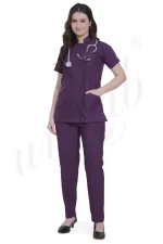 Spa Tunic Uniform Set Purple with Snap Closure