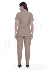 Spa Tunic Uniform Set Beige with Off White Trim