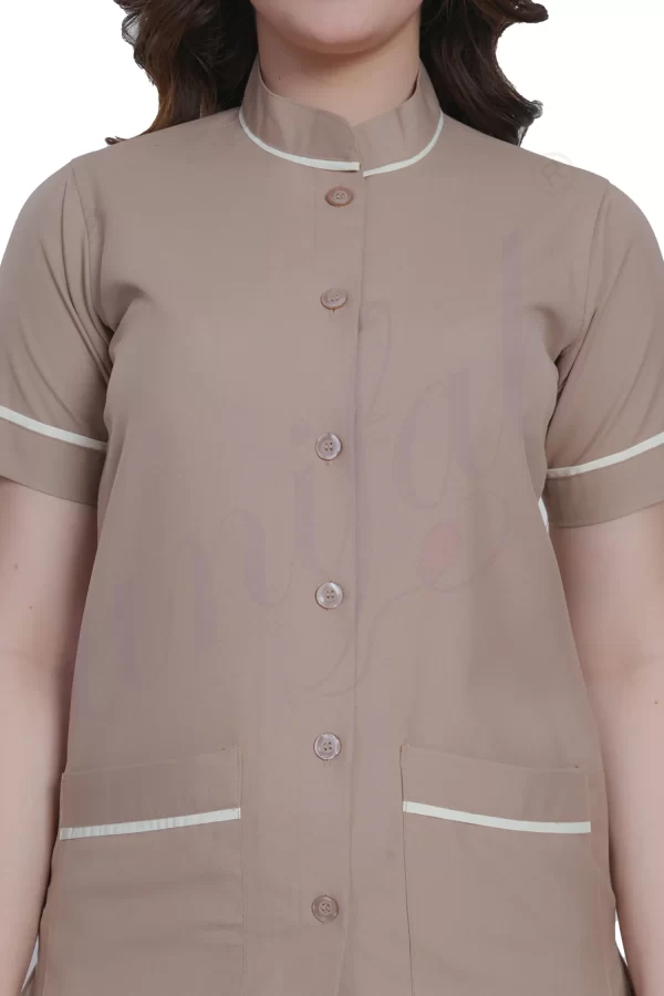 Spa Tunic Uniform Set Beige with Off White Trim