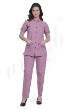 Spa Tunic Uniform Set Pink with Magenta Trim