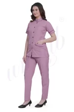 Spa Tunic Uniform Set Pink with Magenta Trim