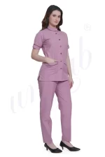 Spa Tunic Uniform Set Pink with Magenta Trim