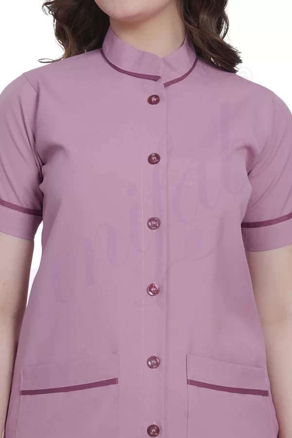 Spa Tunic Uniform Set Pink with Magenta Trim
