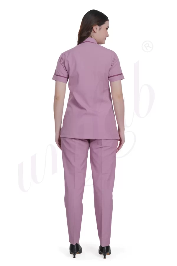 Spa Tunic Uniform Set Pink with Magenta Trim