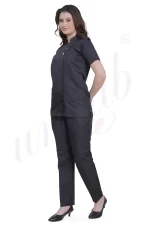 Spa Tunic Uniform Set Black with Snap Closure