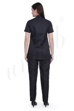 Spa Tunic Uniform Set Black with Snap Closure