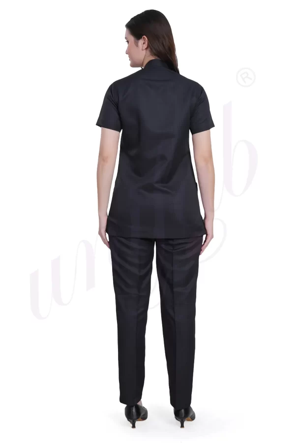 Spa Tunic Uniform Set Black with Snap Closure