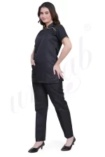 Spa Tunic Uniform Set Black with Gold Trim