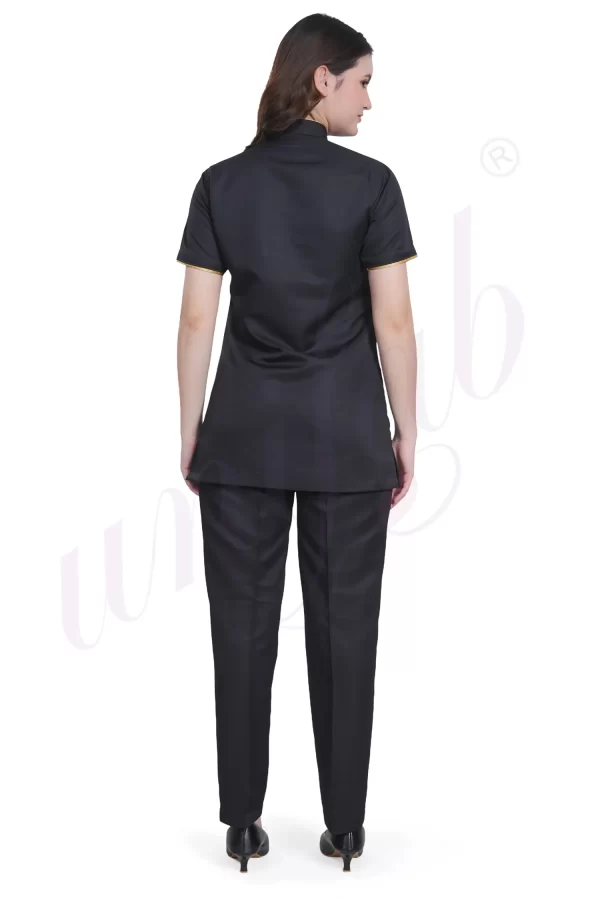 Spa Tunic Uniform Set Black with Gold Trim