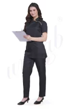 Spa Tunic Uniform Set Black with Gold Trim