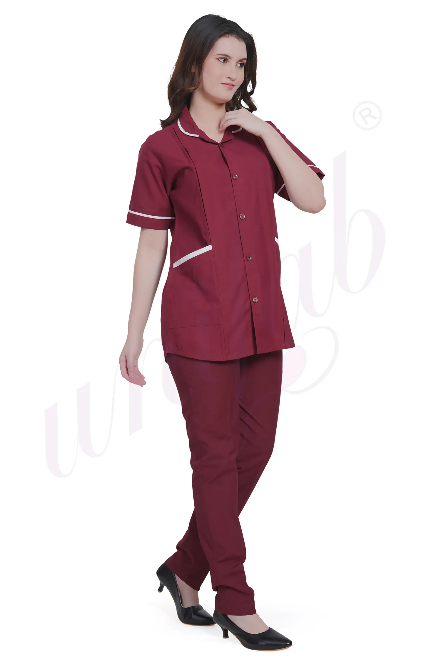 Housekeeping Female Magenta with White Trim