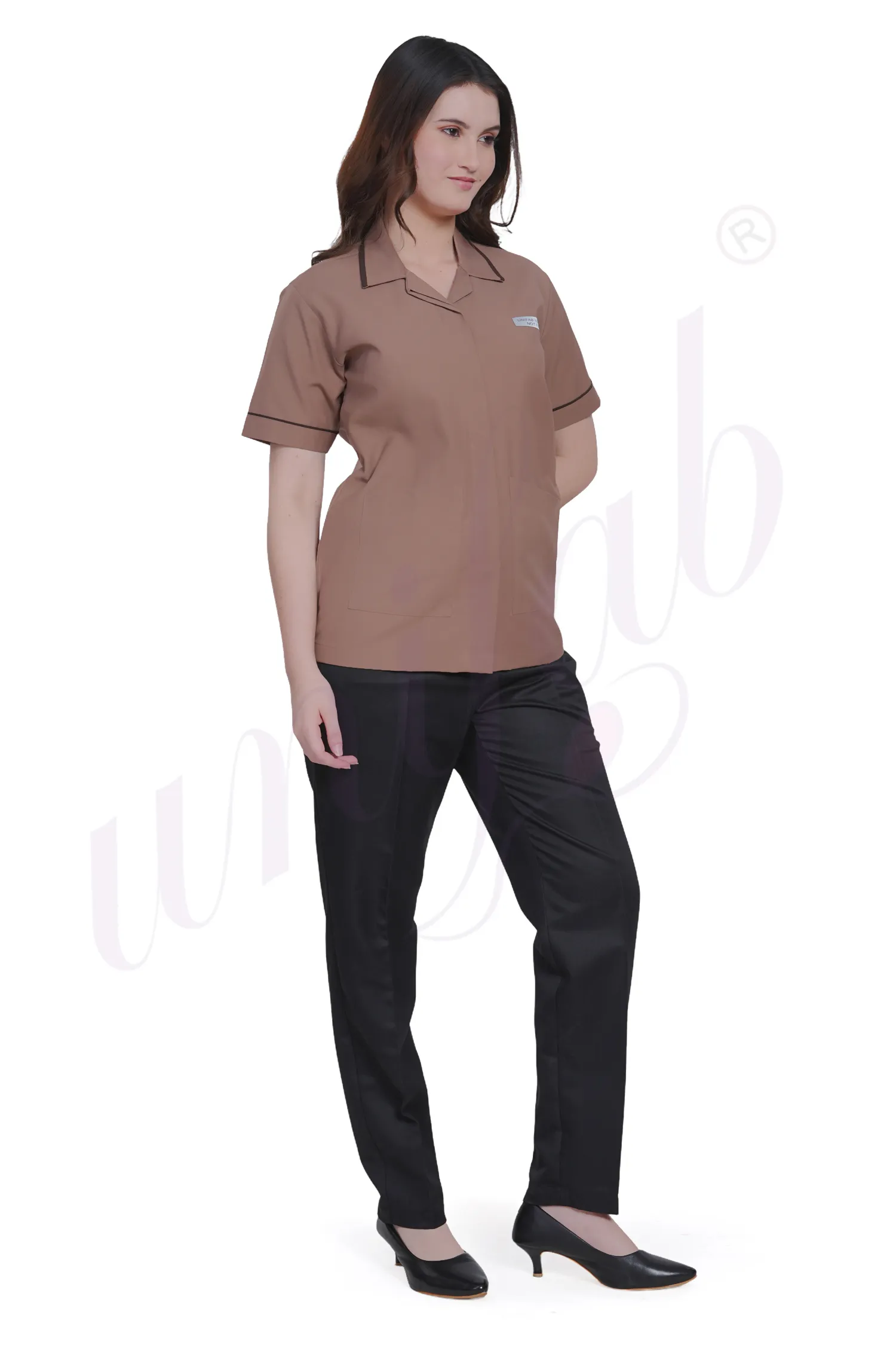 Housekeeping Female Brown with Dark Brown Trim