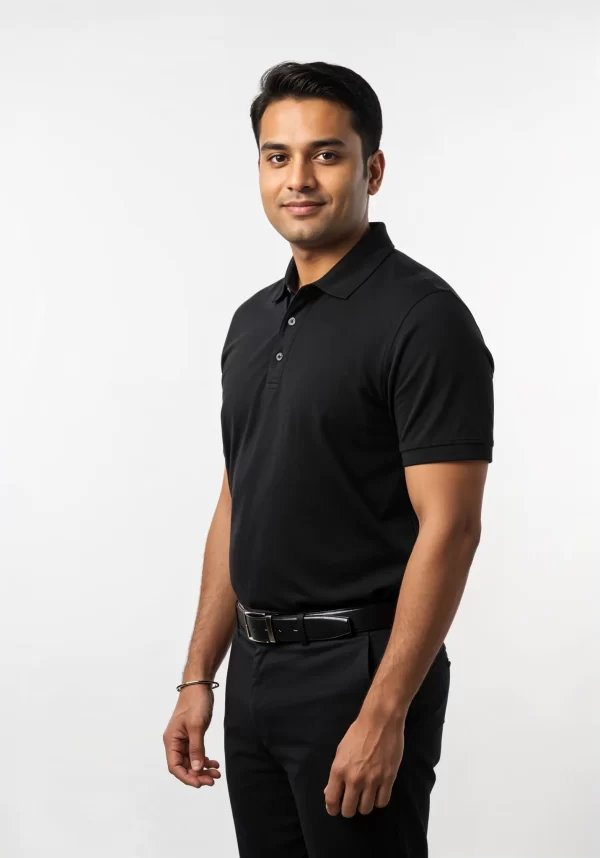 Unisex Polo Tshirt Black Poly Cotton (Minimum Order 10 Pc's)